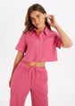 Brisa cropped blouse gestreept, rose, large