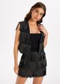 Radia mini rok met fringes, zwart, large