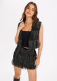 Radia gilet met fringes en studs, zwart, large