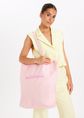 Rose tote bag met merknaam, lichtroze, large