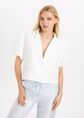 Estilo blazer met korte mouwen, wit, large
