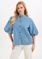 Paz denim blouse met pofmouwen, blauw, large