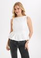 Amore peplum top met bloemen, wit, large