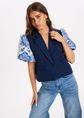 Suave blazer met print detail, donkerblauw, large