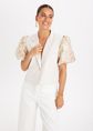 Suave blazer met print detail, creme, large