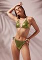 Triangel bikini top met pailletten, groen, large