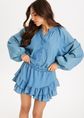 Clavo denim skort met ruffles, blauw, used middle, large