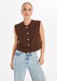 Botones gilet met knopen, donkerbruin, large