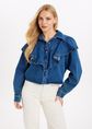 Clavo denim blouse met ruffles, blauw, used middle, large