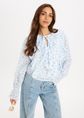 Estío blouse met ruffles en bloemenprint, blauw, large
