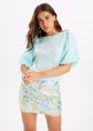 Top met korte pofmouwen, aqua, large