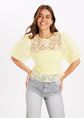 Mesh top met bloemen, geel, large