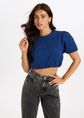 Ocaso top met bloemen, donkerblauw, large