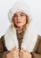 Faux fur bucket hat, wit, off-white, large