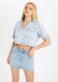 Lucia crop denim top, blauw, used light, large