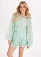 Encaje kanten blouse, turquoise blauw, large