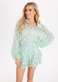 Encaje kanten skort, turquoise blauw, large