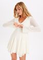 Encaje kanten mini jurk, wit, off-white, large