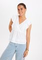 Doblada top met ruches, wit, large