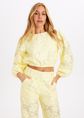 Fina mesh top met bloemen, lichtgeel, large