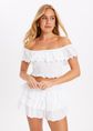 Calor off-shoulder top met ruffles, wit, large