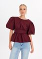 Fuedo top met strik, bordeaux, large