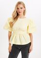 Fuedo top met strik, lichtgeel, large