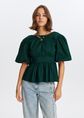 Fuedo top met strik, donkergroen, large