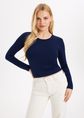 Básica aangesloten top, donkerblauw, large