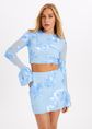 Oro mini rok met bloemen, blauw, large