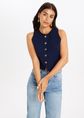 Tejer gebreid gilet, donkerblauw, large