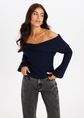 Giro off-shoulder trui, donkerblauw, large