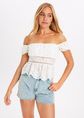 Calor off-shoulder top broderie, wit, large