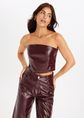 Luce imitatieleren bandeau top, bordeaux, large