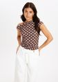 Lunares top met polkadot print, donkerbruin, large