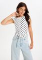 Lunares top met polkadot print, wit, large