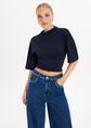 T-shirt met strik, donkerblauw, large