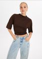T-shirt met strik, donkerbruin, large