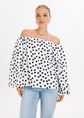 Lunares polkadot off-shoulder top, wit, large