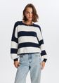 Gestreepte harige trui, donkerblauw, large