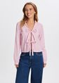 Gestreepte blouse met strikjes, lichtroze, large