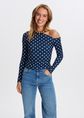 Lunares polkadot longsleeve, donkerblauw, large