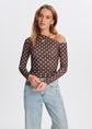 Lunares polkadot longsleeve, donkerbruin, large