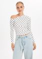 Lunares polkadot longsleeve, wit, large