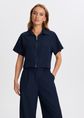 Top met rits, donkerblauw, large