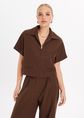 Top met rits, donkerbruin, large