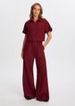 Wijde pantalon met plooien, bordeaux, large