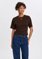 Getailleerd t-shirt, donkerbruin, large